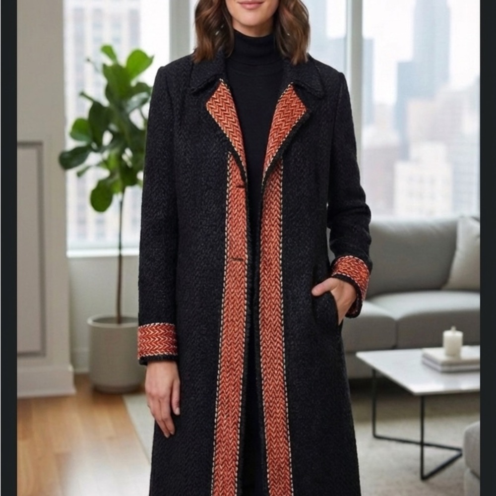 Doncaster Black and Red tweed  Trench Coat s L